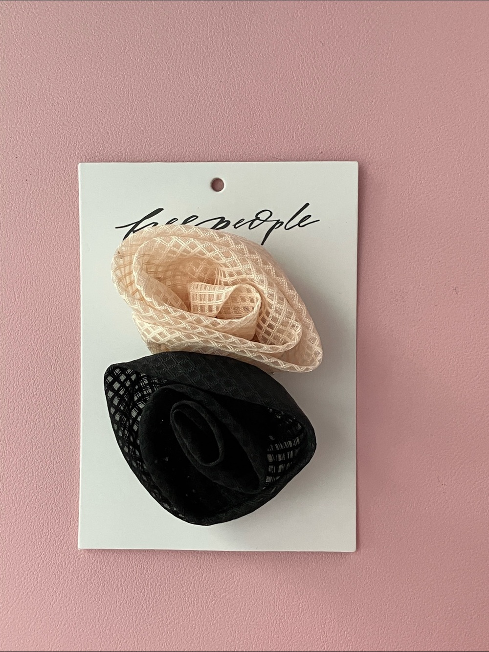 Free People Mesh Rosette Hair Clips - Black & Nude
